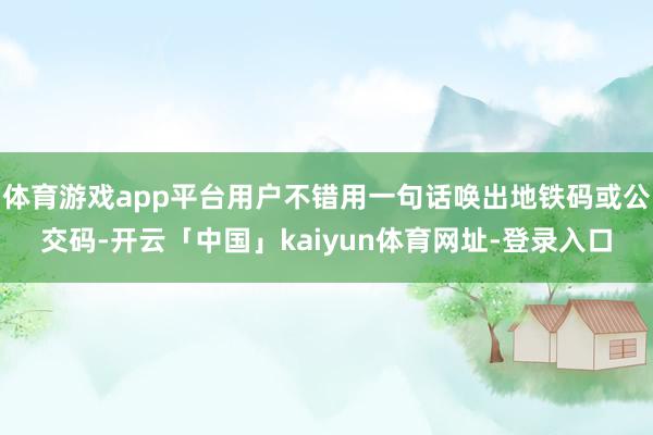体育游戏app平台用户不错用一句话唤出地铁码或公交码-开云「中国」kaiyun体育网址-登录入口