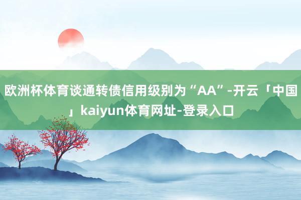 欧洲杯体育谈通转债信用级别为“AA”-开云「中国」kaiyun体育网址-登录入口